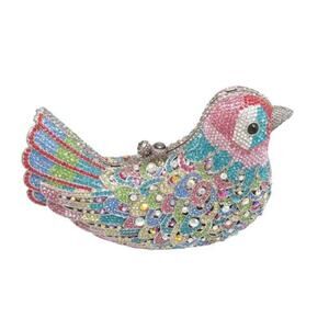 La Regale Colorful Crystal Blissful Bird Clutch Minaudiere